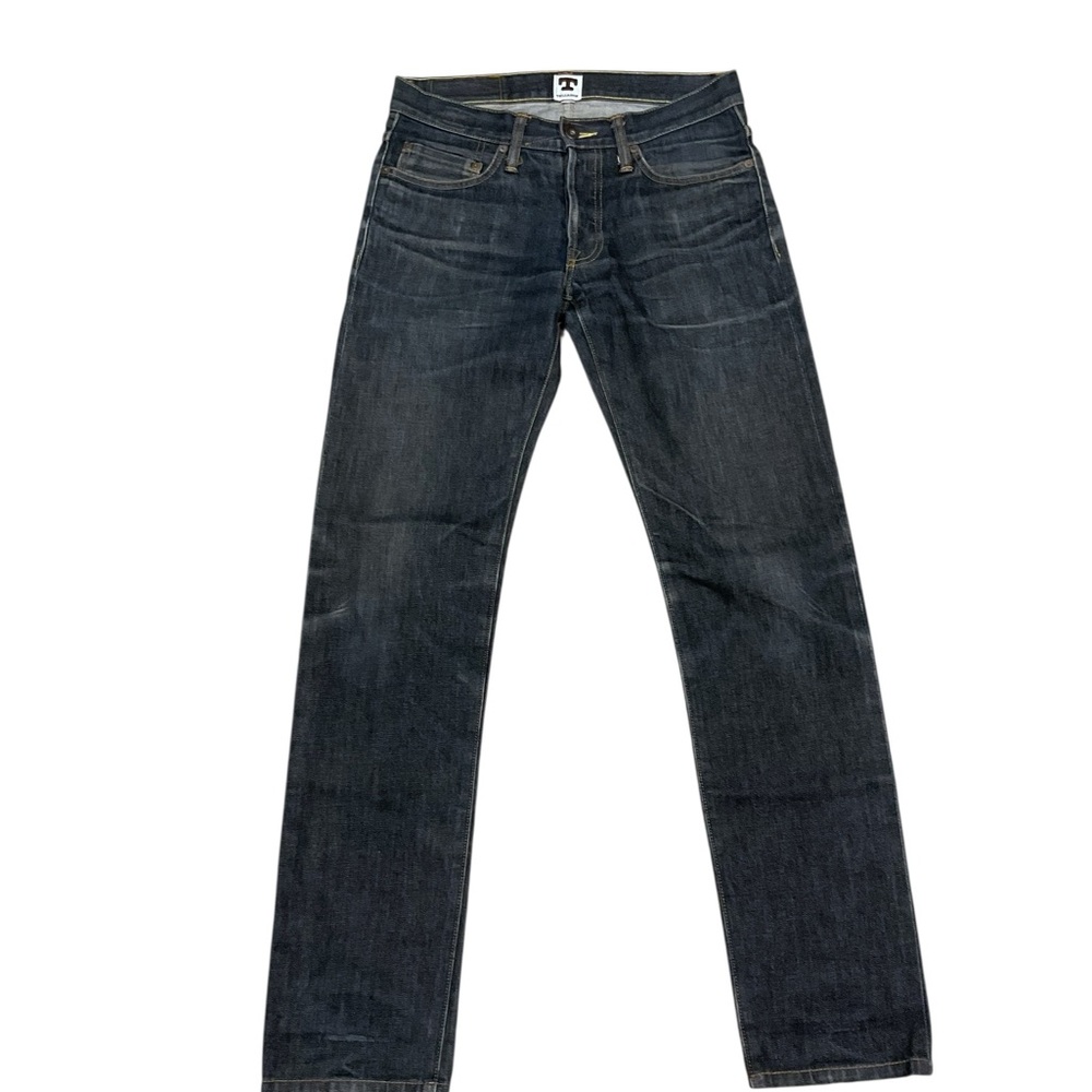 Tellason Mens Blue Denim Slim Tapered Jeans